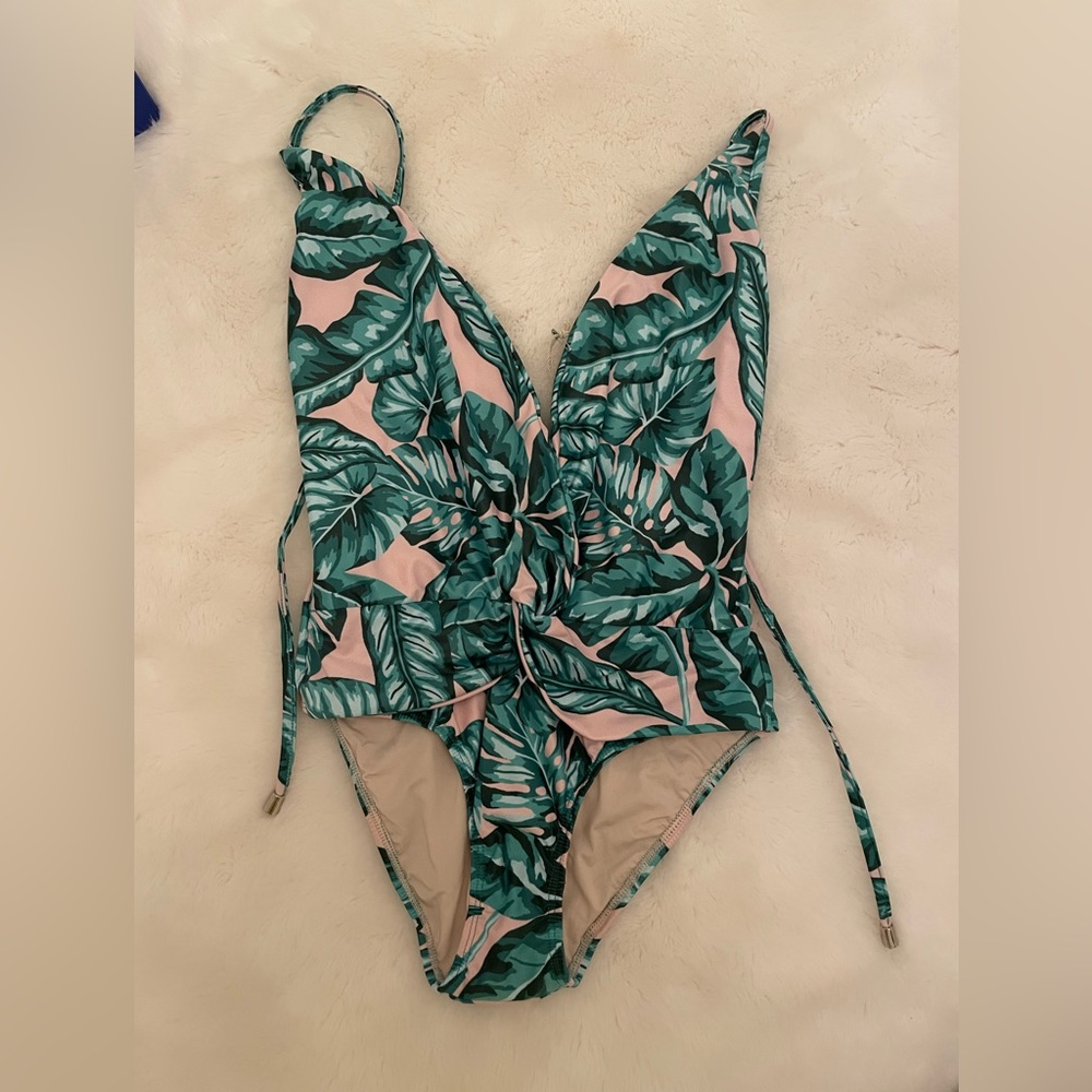 Kenny Flowers The Fronds with Benefits Deep V One Piece Swim
